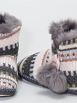 Pantofole a stivaletto in maglia - Kiabi