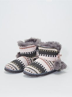 Pantofole a stivaletto in maglia - Kiabi