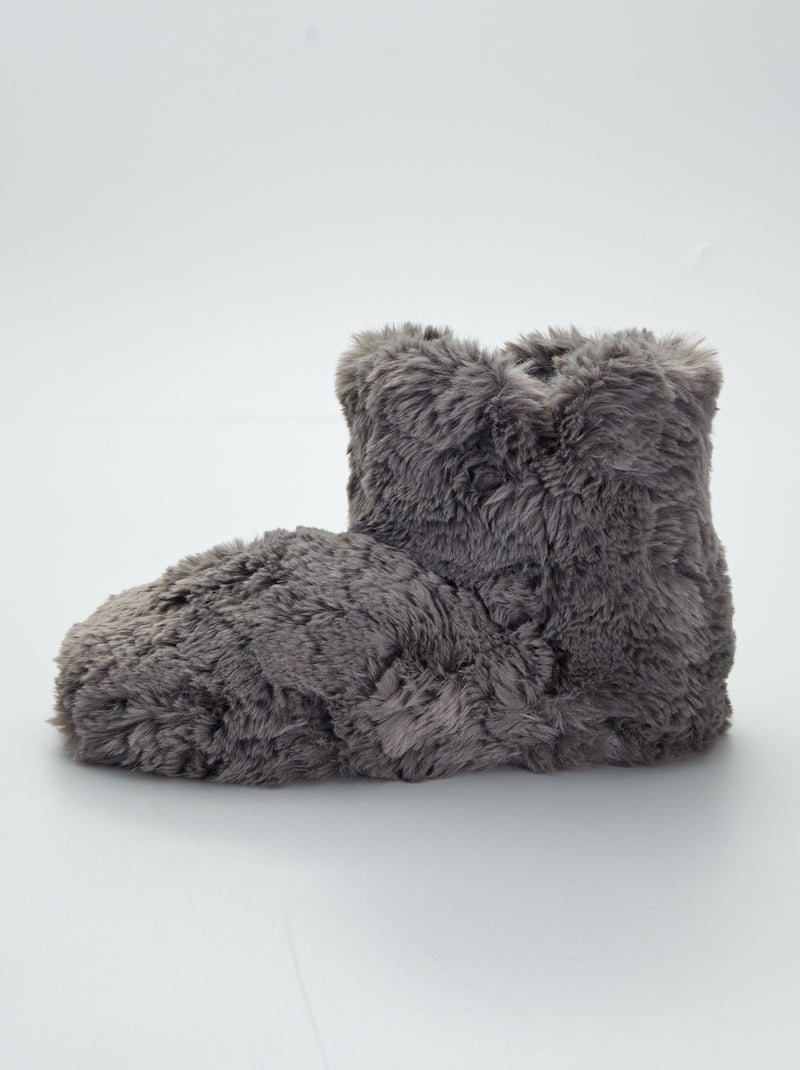 Pantofole a stivaletto in maglia peluche grigio - Kiabi
