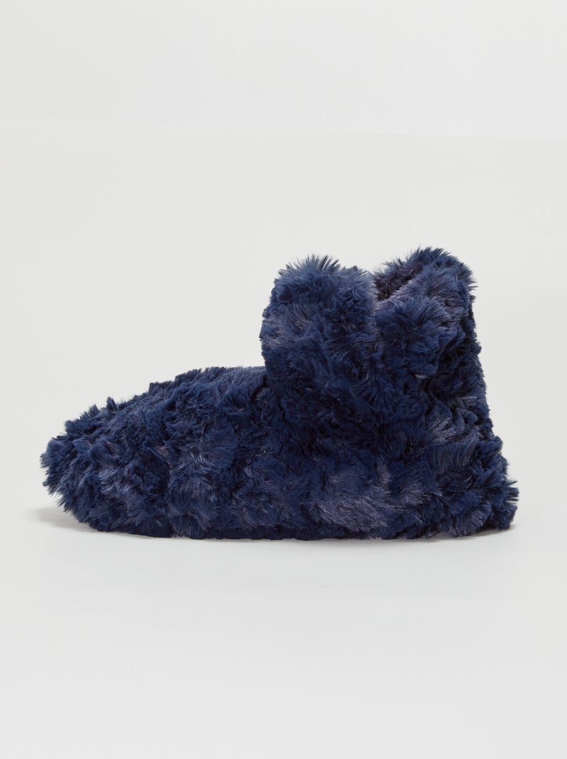 Pantofole a stivaletto in maglia peluche nero - Kiabi