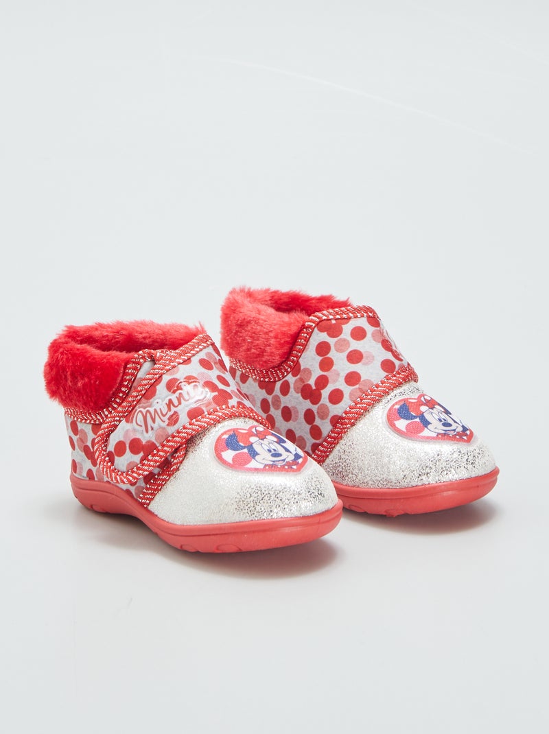 Pantofole alte con chiusura a strappo 'Minnie' ROSSO - Kiabi