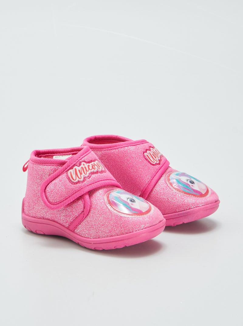 Pantofole alte con chiusura a strappo ROSA - Kiabi