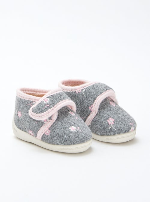 Pantofole alte foderate con velcro - Kiabi