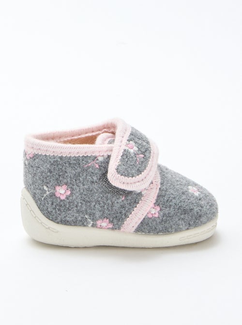 Pantofole alte foderate con velcro - Kiabi