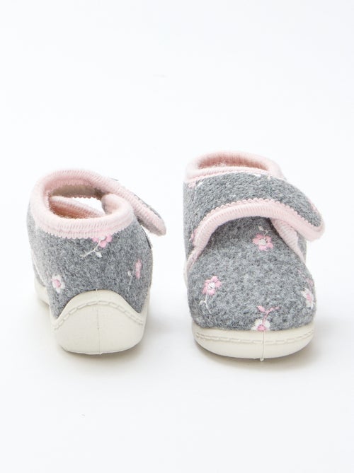 Pantofole alte foderate con velcro - Kiabi