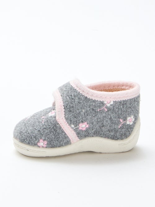 Pantofole alte foderate con velcro - Kiabi