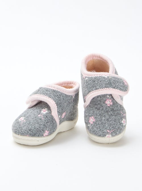 Pantofole alte foderate con velcro - Kiabi