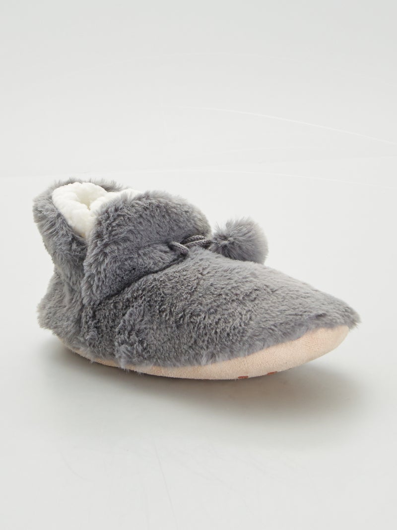 Pantofole alte in maglia soffice GRIGIO - Kiabi