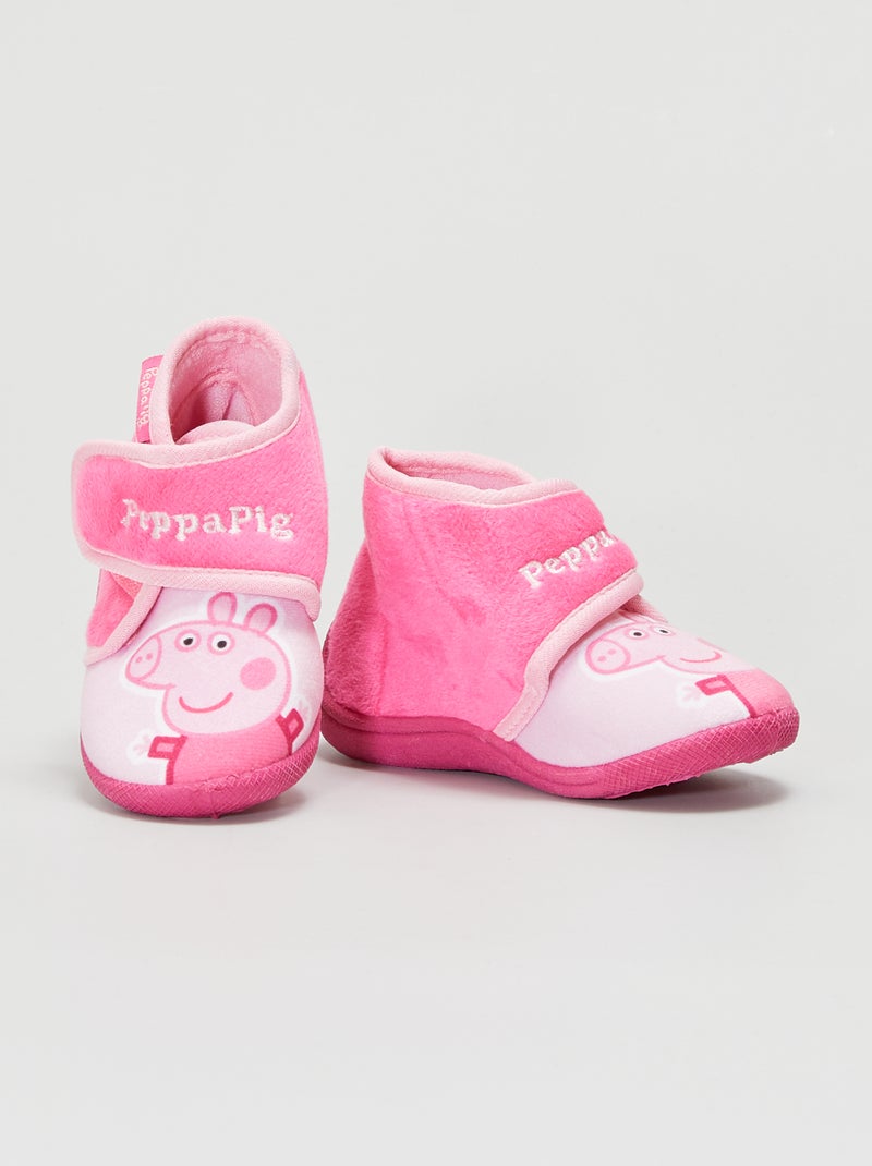 Pantofole alte in ratina morbida 'Peppa Pig' rosa - Kiabi