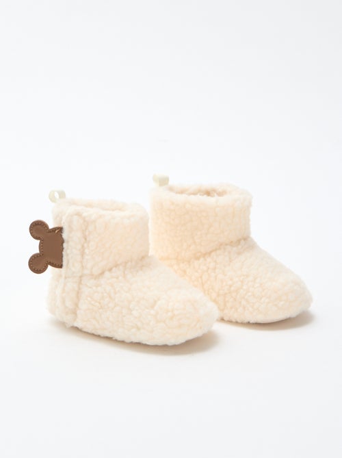 Pantofole Pelose Bambini SEAUR - Calde E Morbide Per Primi Passi, Rosa E Marrone