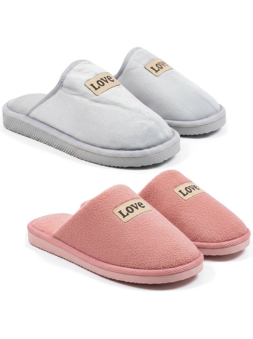 Pantofole aperte donna ozabi, confezione da 2 paia, piastra love - Kiabi