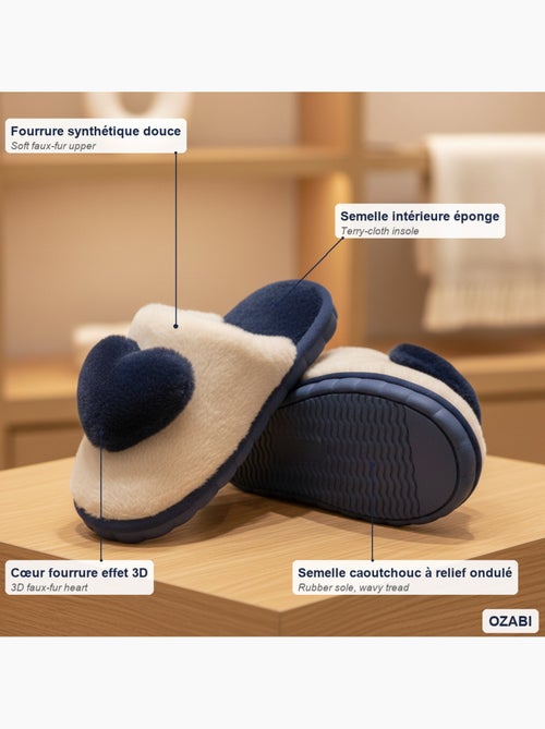 Pantofole aperte donna ozabi pelliccia sintetica cuore 3d - Kiabi