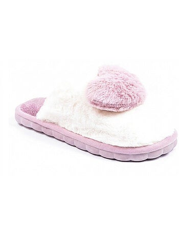 Pantofole aperte donna ozabi pelliccia sintetica cuore 3d