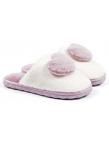 Pantofole aperte donna ozabi pelliccia sintetica cuore 3d