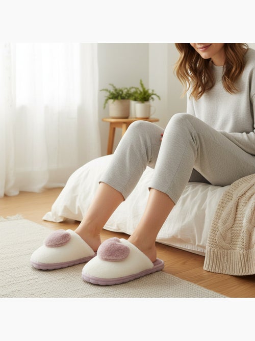 Pantofole aperte donna ozabi pelliccia sintetica cuore 3d - Kiabi