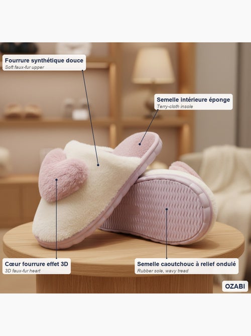 Pantofole aperte donna ozabi pelliccia sintetica cuore 3d - Kiabi
