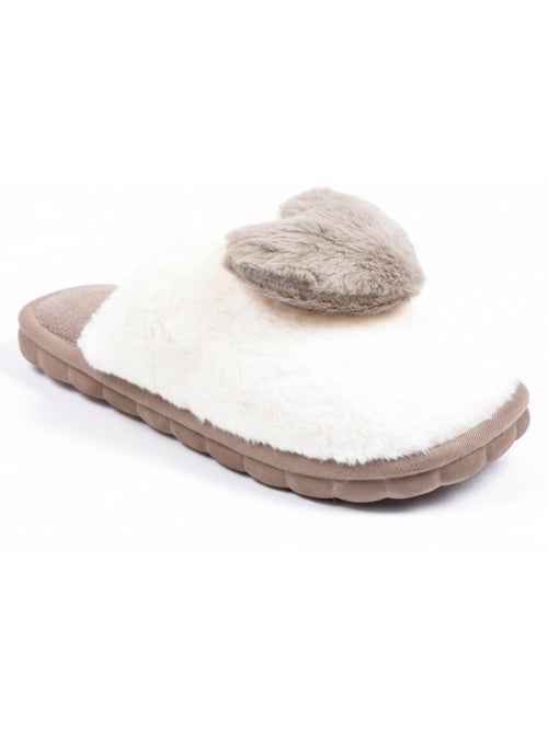 Pantofole aperte donna ozabi pelliccia sintetica cuore 3d - Kiabi Pantofole aperte donna ozabi pelliccia sintetica cuore 3d - Kiabi