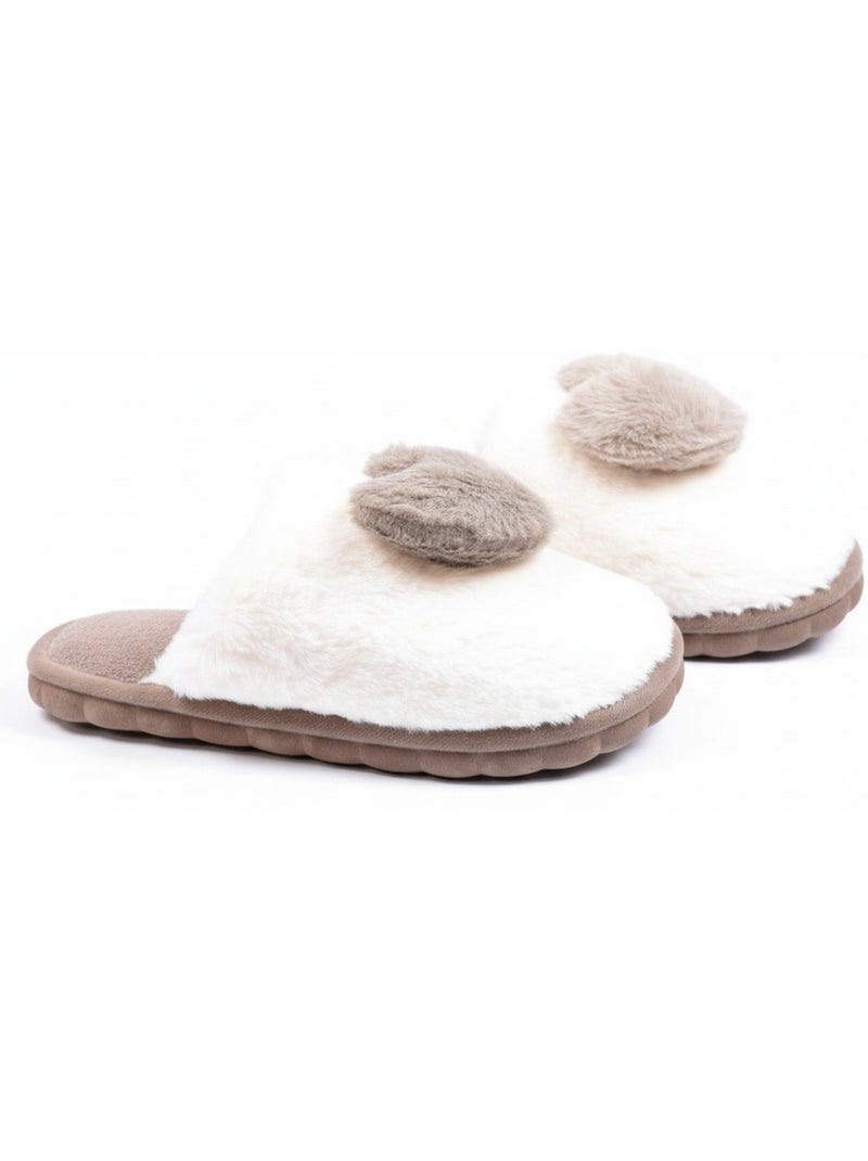 Pantofole aperte donna ozabi pelliccia sintetica cuore 3d Marrone - Kiabi