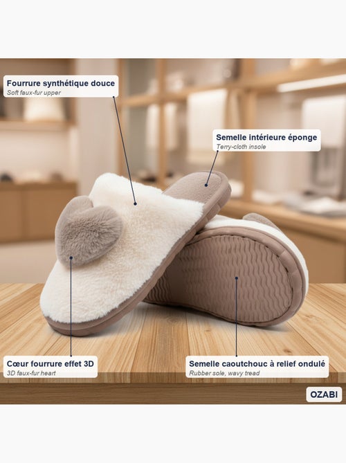 Pantofole aperte donna ozabi pelliccia sintetica cuore 3d - Kiabi Pantofole aperte donna ozabi pelliccia sintetica cuore 3d - Kiabi