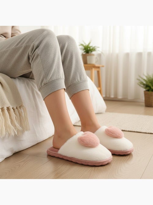 Pantofole aperte donna ozabi pelliccia sintetica cuore 3d - Kiabi