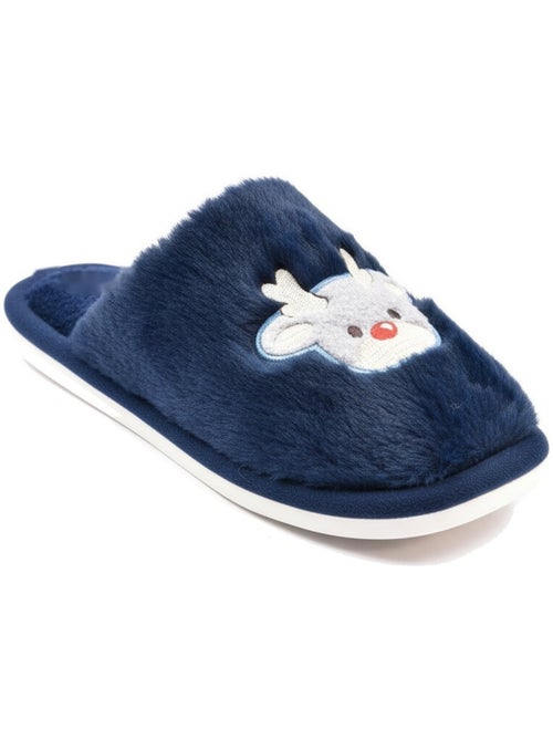Pantofole aperte donna ozabi, pelliccia sintetica, renna ricamata - Kiabi Pantofole aperte donna ozabi, pelliccia sintetica, renna ricamata - Kiabi