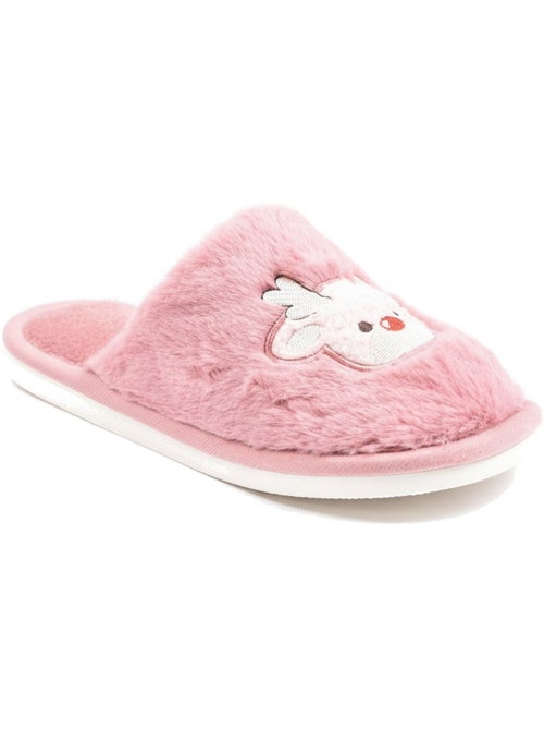 Pantofole aperte donna ozabi, pelliccia sintetica, renna ricamata - Kiabi Pantofole aperte donna ozabi, pelliccia sintetica, renna ricamata - Kiabi