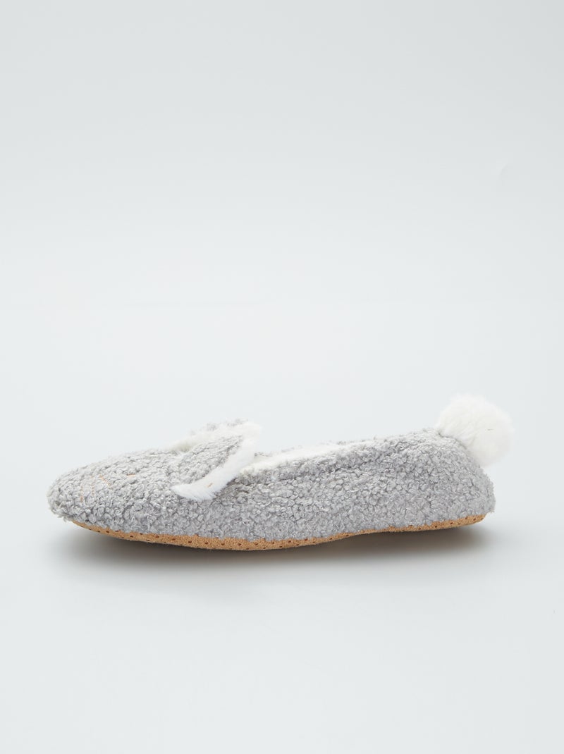 Pantofole ballerine animate coniglio grigio - Kiabi