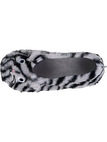 Pantofole ballerine finta pelliccia, suola in gomma donna Isotoner