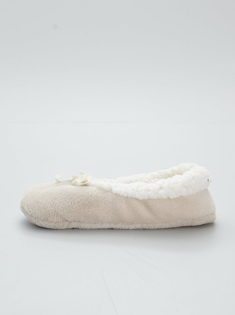 Pantofole ballerine foderate di pelliccia BEIGE - Kiabi