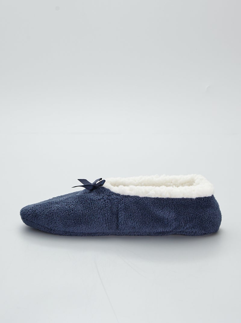 Pantofole ballerine foderate di pelliccia BLU - Kiabi