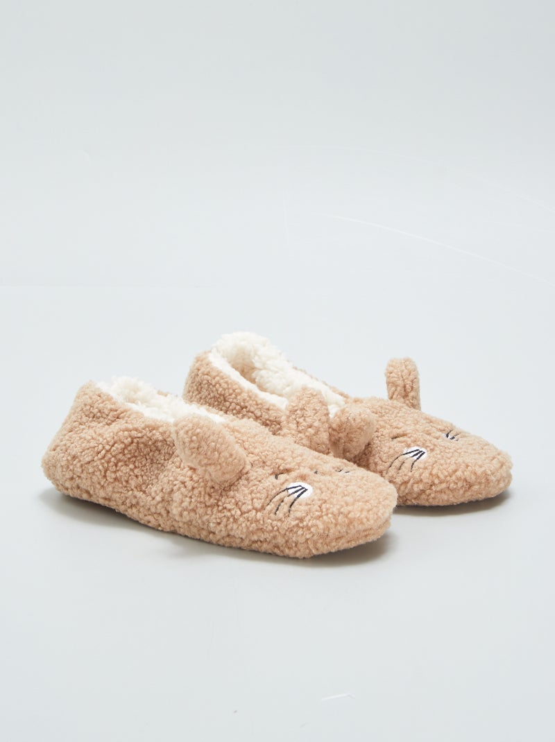 Pantofole ballerine 'gatto' MARRONE - Kiabi