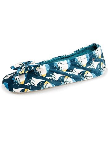 Pantofole ballerine grande fiocco e suola in cuoio donna Isotoner