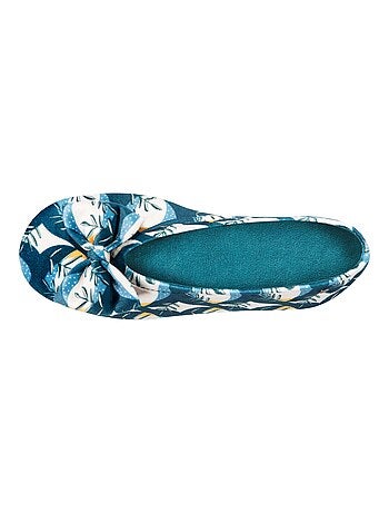 Pantofole ballerine grande fiocco e suola in cuoio donna Isotoner