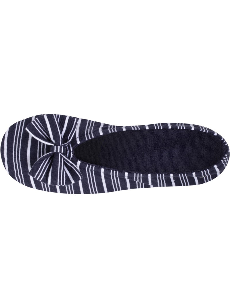 Pantofole ballerine grande fiocco e suola in gomma donna isotoner Bianco Blu - Kiabi