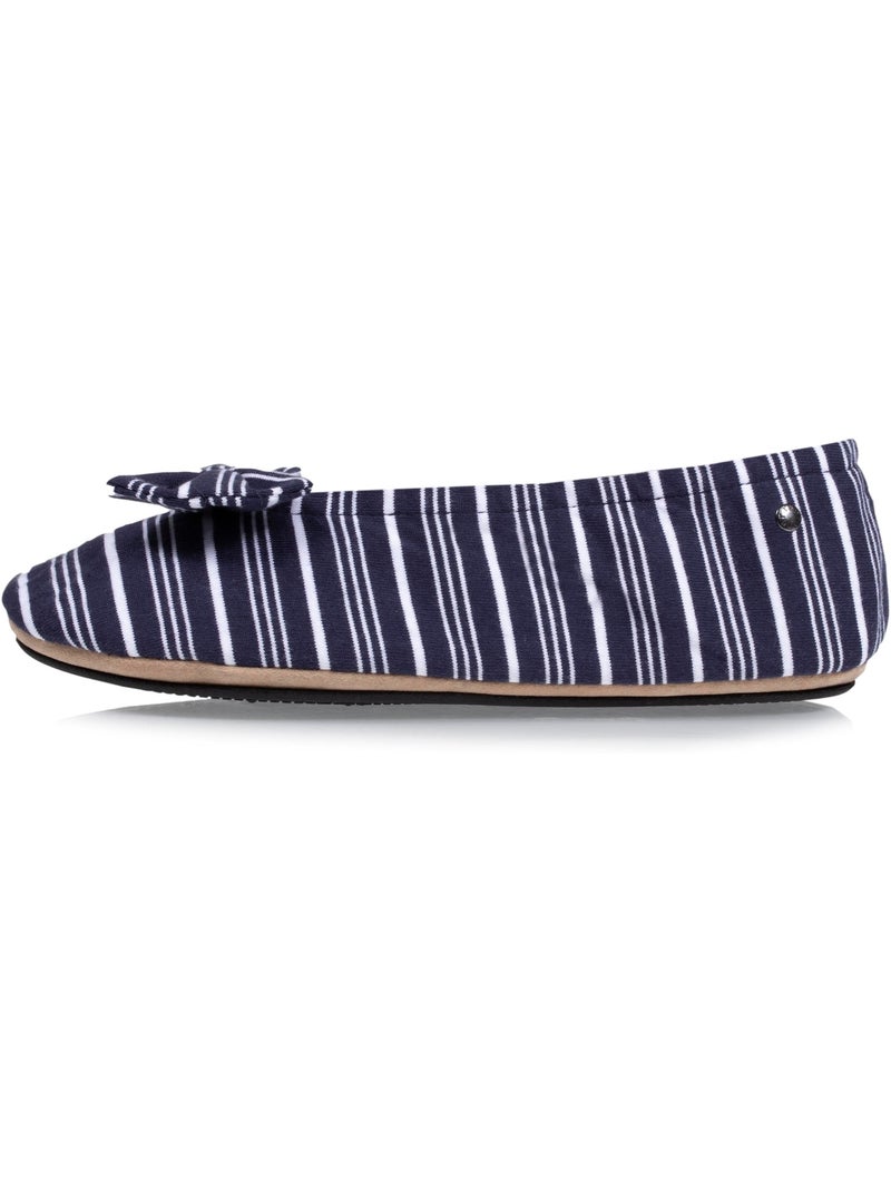 Pantofole ballerine grande fiocco e suola in gomma donna isotoner Bianco Blu - Kiabi