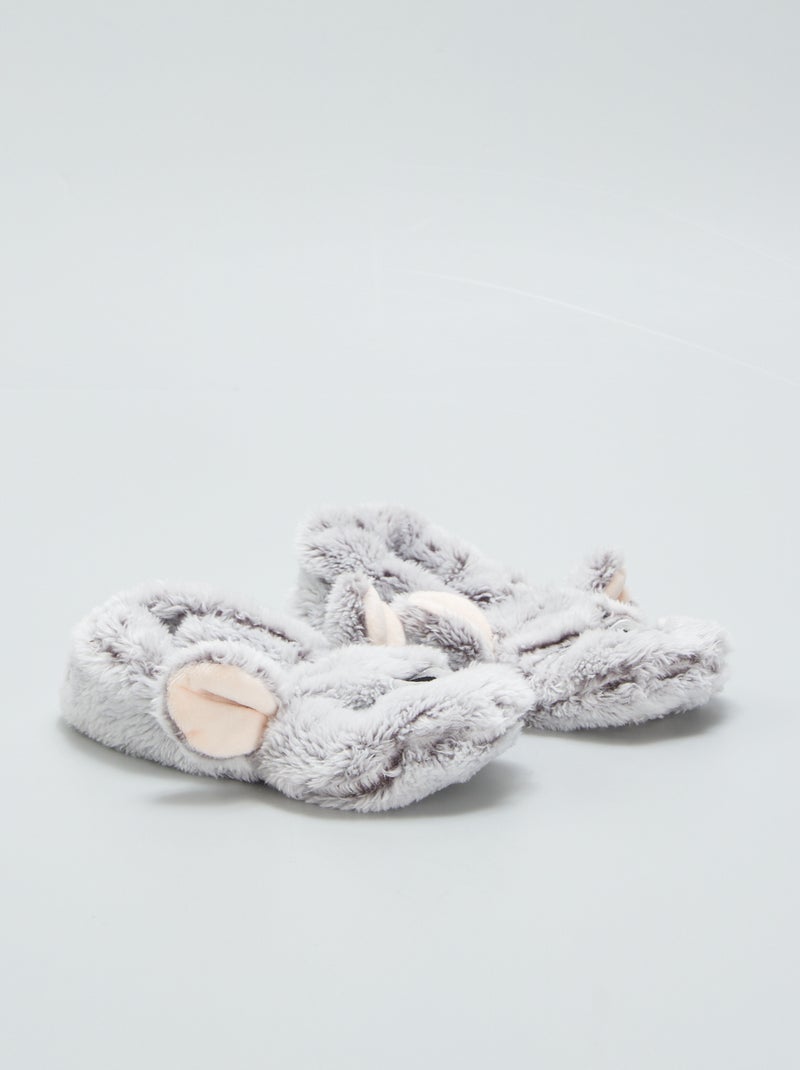 Pantofole ballerine imbottite 'topo' GRIGIO - Kiabi