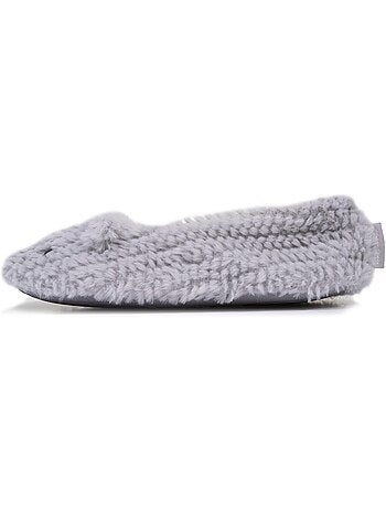 Pantofole ballerine imitazione di pelliccia, suola donna isotoner