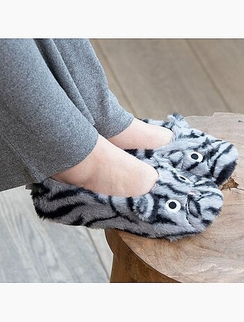 Pantofole ballerine imitazione di pelliccia, suola in gomma donna Isotoner