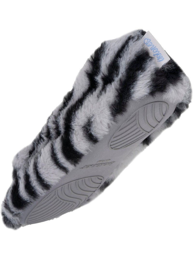 Pantofole ballerine imitazione di pelliccia, suola in gomma donna Isotoner Bianco Grigio antracite Bianco - Kiabi