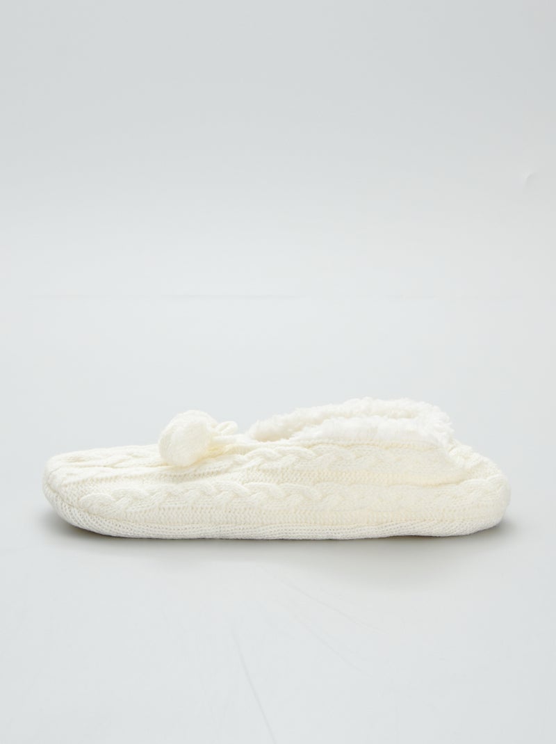 Pantofole ballerine in maglia intrecciata ecru - Kiabi