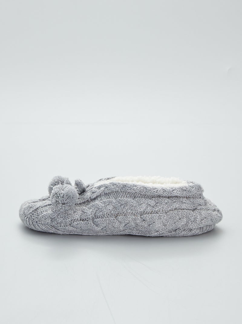 Pantofole ballerine in maglia intrecciata grigio - Kiabi