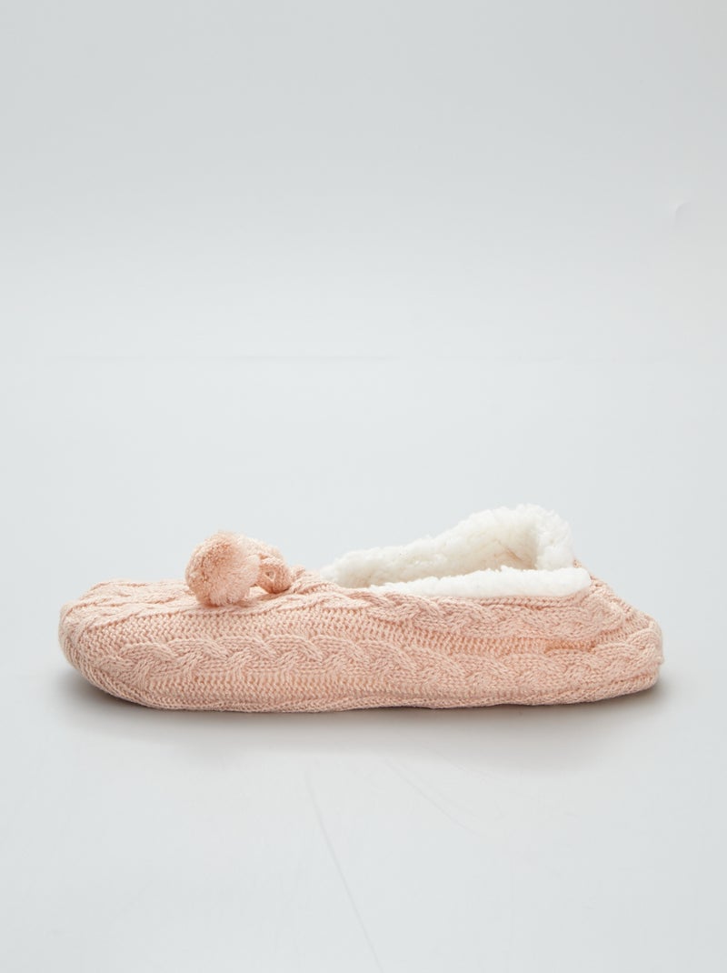 Pantofole ballerine in maglia intrecciata rosa - Kiabi