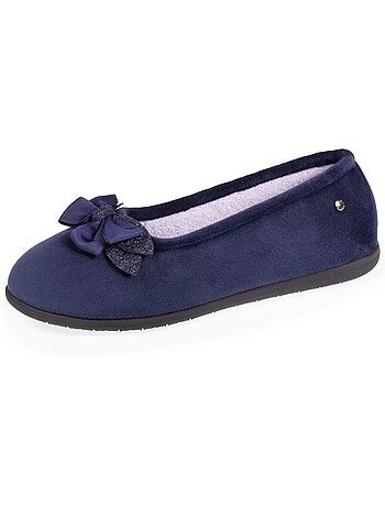 Pantofole ballerine in microvelluto con fiocco donna isotoner