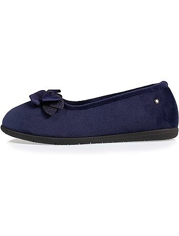Pantofole ballerine in microvelluto con fiocco donna isotoner