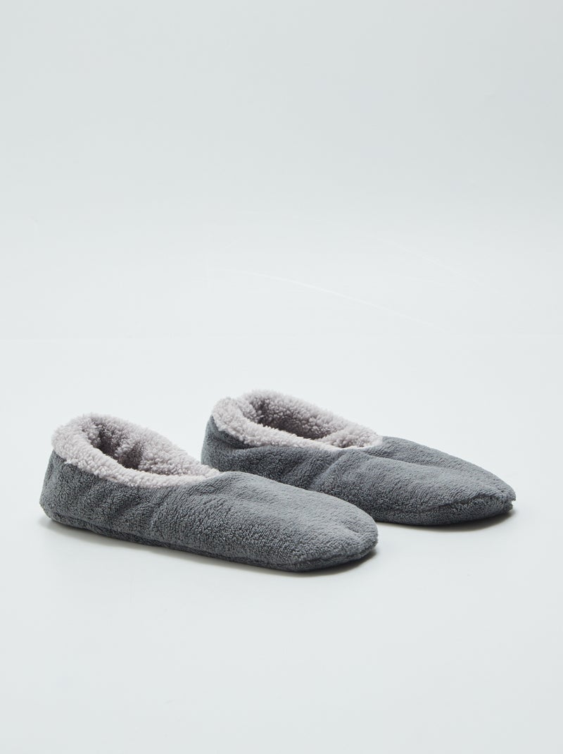 Pantofole ballerine in pile GRIGIO - Kiabi
