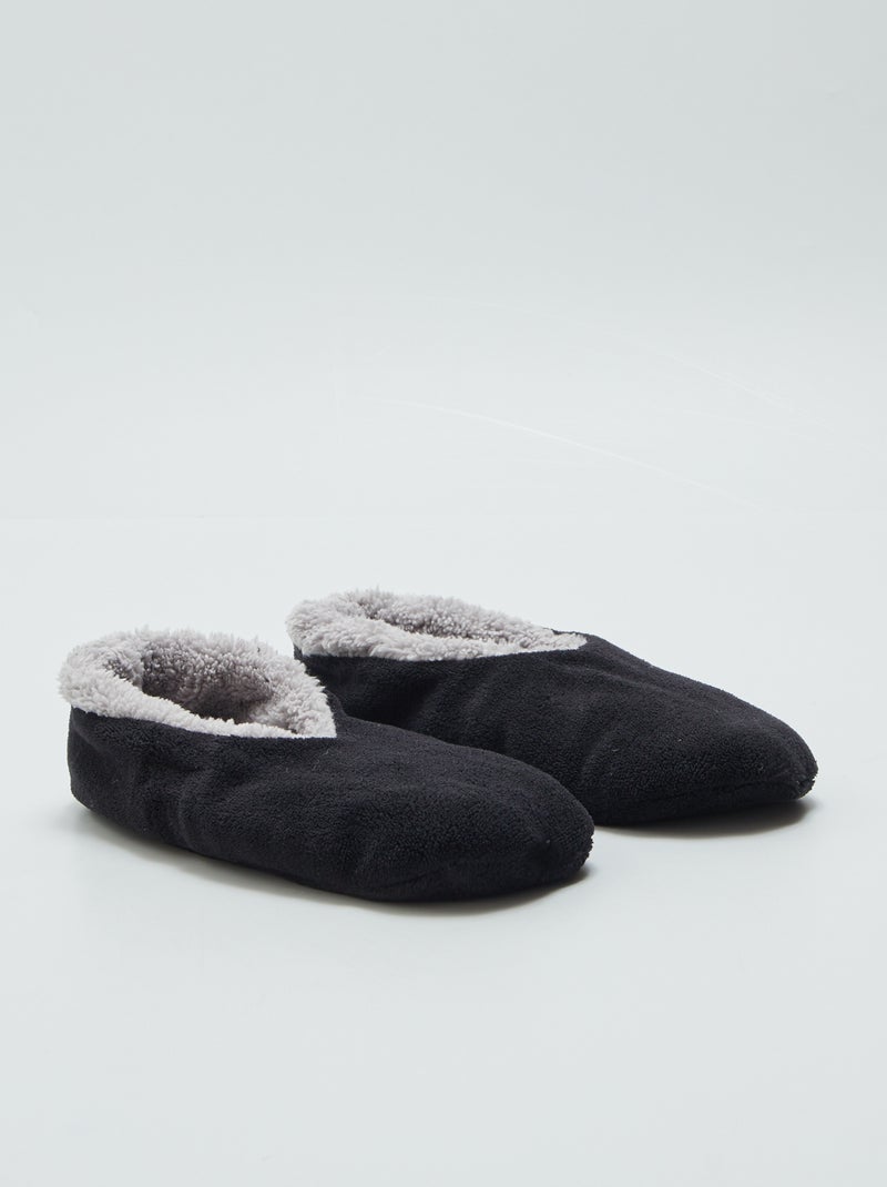 Pantofole ballerine in pile NERO - Kiabi