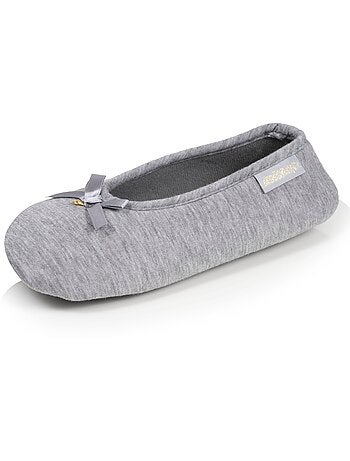Pantofole ballerine maglia, suola in gomma antiscivolo donna Isotoner