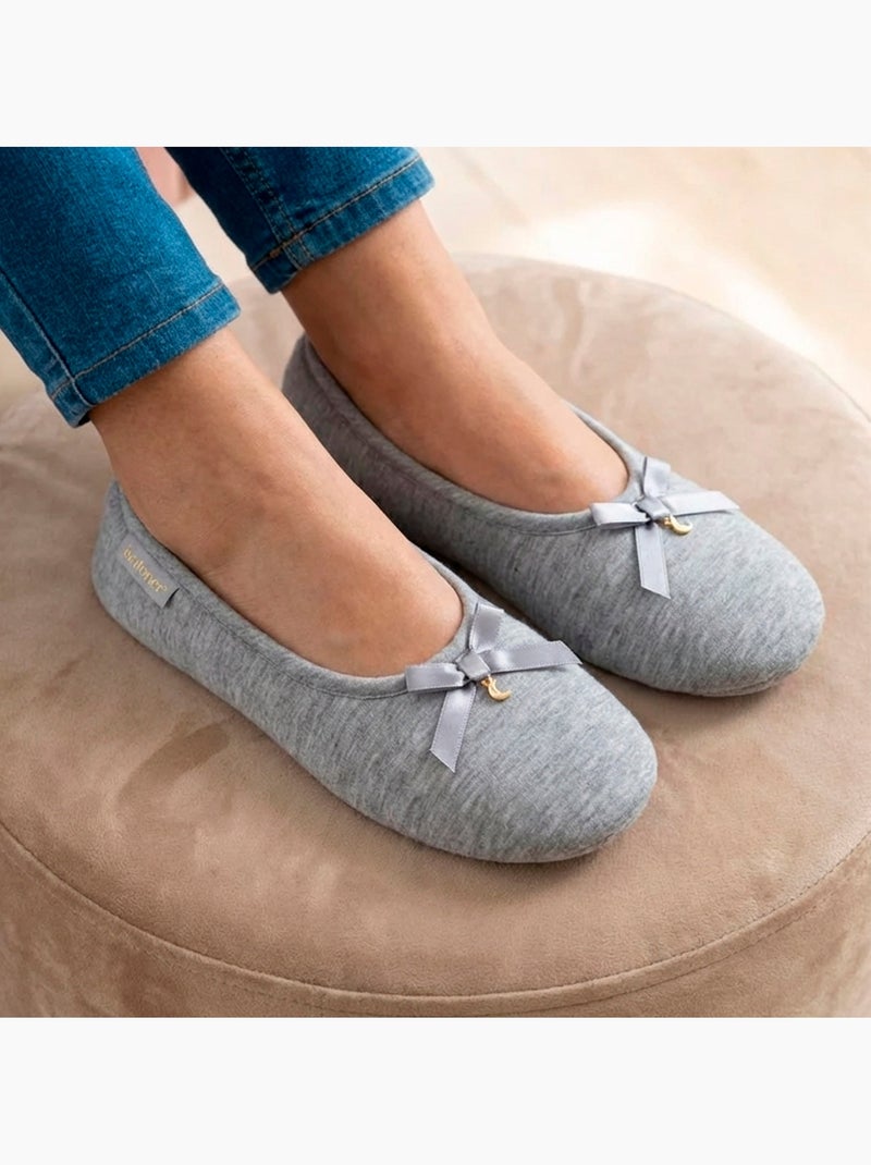 Pantofole ballerine maglia, suola in gomma antiscivolo donna Isotoner Grigio melangiato - Kiabi