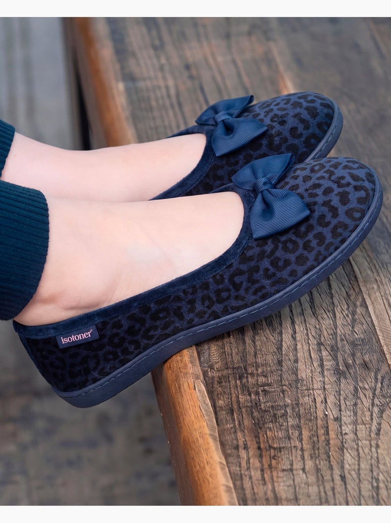 Pantofole ballerine microvelluto, suola ergonomica, schiuma donna Blu marino - Kiabi