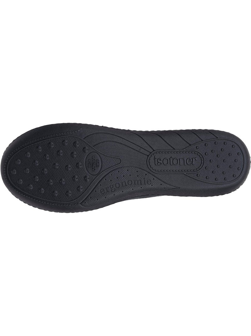 Pantofole ballerine microvelluto, suola ergonomica, schiuma donna isotoner Nero - Kiabi